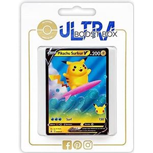 Pikachu Surfeur V (Surfing Pikachu) 8/25 - Ultraboost X Epée et Bouclier - Célébrations - 25 ans - Doos met 10 Franse Pokemon kaarten
