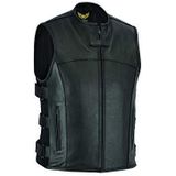 Leatherick Heren tactische SWAT Stijl lederen gilet motorfiets met diepe verpakking