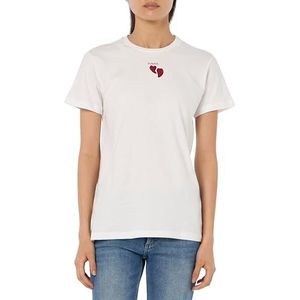 Pinko Boor T-shirt Jersey van katoen met borduurwerk harten, Z07_Witte zijde, L