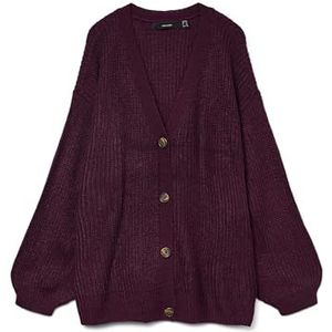 VERO MODA CURVE Vmclea Ls V-hals Cuff Cardigan Cur - Plus Size, Winetasting, L