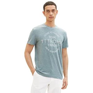 TOM TAILOR Uomini T-shirt 1035635, 31596 - Deep Bluish Green Grindle, 3XL