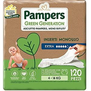 Pampers Green Generation Extra 120 Inzetstukken, 4 tot 16 kg, Wit, 120 Stuk, 1 Units