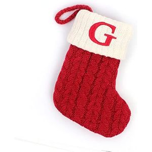 SUPERIXO Kerstkousen, kabel gebreide kousen geschenken snoep zakken rode kerstvakantie kousen letter G