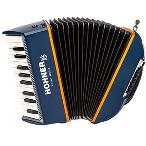 Accordeons pianoaccordeon Chromatic XS kinderen blauw/oranje met rugzak.