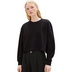 TOM TAILOR Denim Cropped Basic sweatshirt voor dames, 14482-diep zwart, L