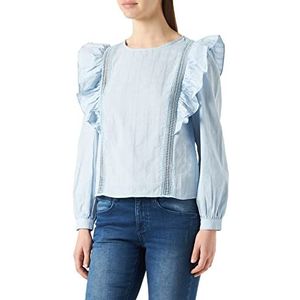 Springfield Dobby blouse met lange mouwen voor dames, Lichtblauw, 36 NL