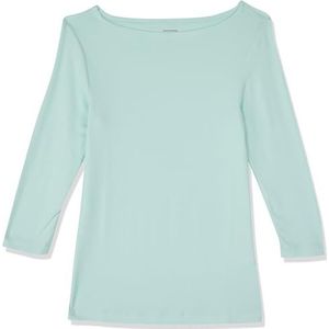 Amazon Essentials Women's T-shirt met driekwartmouwen, stevige boothals en slanke pasvorm, Aquablauw, L