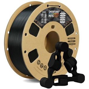 Overture PETG-filament mat, 1,75 mm, spoel van 1 kg, maatnauwkeurigheid +/- 0,05 mm, zwart