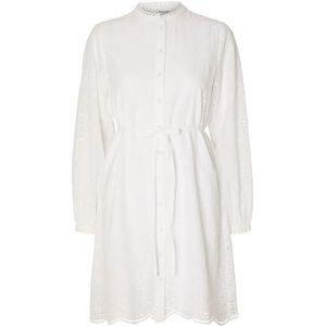 SELECTED FEMME Dames Slftatiana Ls Short Embr Dress Noos blousejurk, wit (bright white), 36