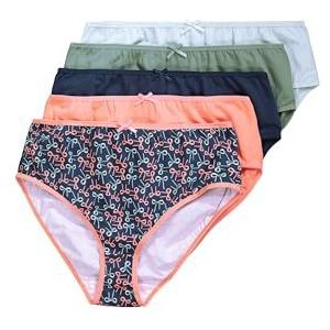 Ulla Popken Dames grote maten grote maten plus size 5 stuks, midi-slips, boogregen, nachtblauw, 54-56