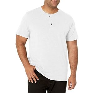 Wrangler Authentics Men's Big & Tall Short Sleeve Henley Tee Bright White, M