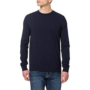 BOSS Heren Komibo Slim Fit Sweater van katoen met opgerolde rand kraag, Donkerblauw, XL