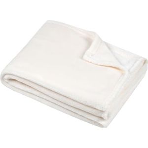 STOF - Knuffeldeken, afmetingen: 130 x 160 cm, 100% polyester, ecru, model Stanford, deken, zacht, warm, comfortabel, fleece, effen