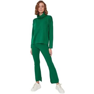 Trendyol Dames Loungewear Normale Taille Rechte Pijpen Getailleerde Broek, Groen, M