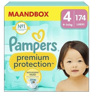 Pampers Maat 4 Luiers (9-14 kg), Premium Protection, 174 Luiers, Maandbox, Pampers NÂ°1 Voor Comfort En Bescherming Van De Gevoelige Huid