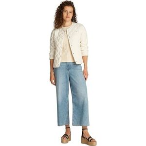 Tommy Hilfiger Gewatteerde donsjas zonder kraag voor dames met knoopsluiting, Gebroken Wit, XS