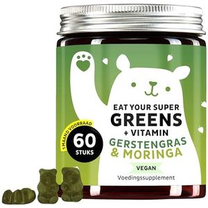 All Your Supergreens - Hooggedoseerd Vitaminecomplex - 8 superfoods voor immuunsysteem - Gerstegras, Moringa, chlorella, zink, ijzer - vegan - 60 stuks Maandelijkse voorraad - Bears With Benefits
