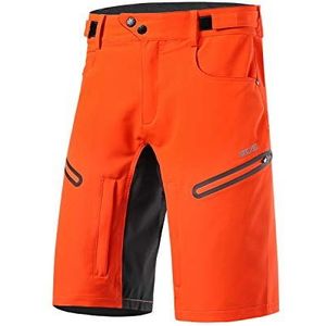 ARSUXEO Fietsbroek voor heren Loose Fit Fietsbroek met vochtafvoerende tailleband 2006, Oranje, XL