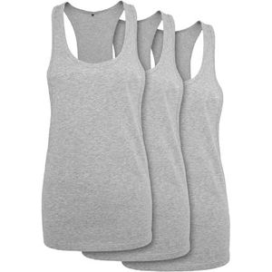 Build your Brand Dames Tank Top Ladies Loose Tank 3-Pack Heather Grey S, Heather Grey, S