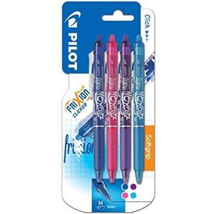 Pilot FriXion Balpen, gelinkt, niet uitschuifbaar, 3+1, zwart, blauw, rood + groen of wit intrekbaar blauw/roze/paars/turquoise