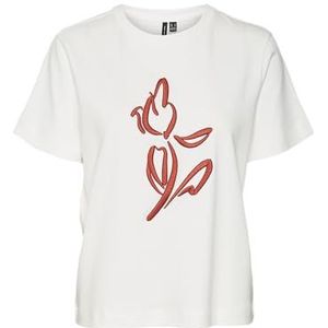 VERO MODA VMCAYA Mette SS TOP Box JRS GA, sneeuwwit/print: tulip, M