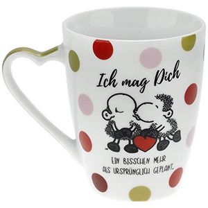 GRUSS & CO mok met harthandvat ""Ich, Du, Läuft"" | porselein, 30 cl, mok met hart | cadeau voor haar | 46184