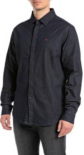 Replay - Casual Shirt - Donker Blauw - Lange Mouwen