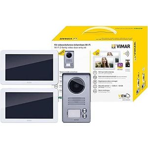 Vimar K40946 2-gezinsvideo-deurintercom met 2 touchscreen-monitoren, handsfree-functie, Audioideo 2 toetsen met regenbescherming, 2 voedingen