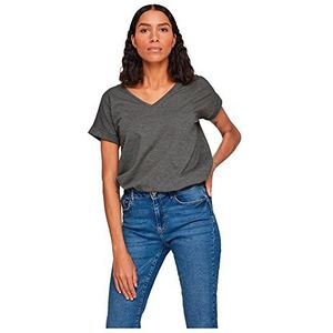 Vila Vidreamers New V-hals Su-Noos T-shirt voor dames, Medium grijs (grey melange), S