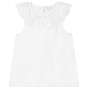 Gocco Wit T-shirt met geborduurde strepen voor meisjes, Optisch wit, 5 Jaren