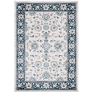 Safavieh Traditioneel tapijt voor woonkamer, eetkamer, slaapkamer - Isabella Collectie, laagpolig, crème en marineblauw, 61 x 91 cm