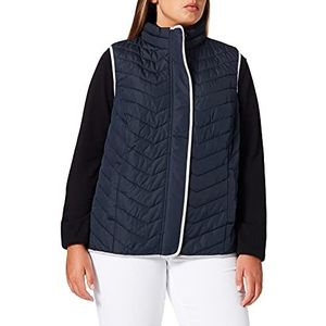 Ulla Popken Gewatteerd vest voor dames met contrasterende bies, Blauw (Marine 74881976), 46