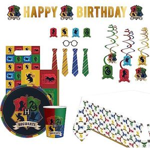 Amscan 9917100 - Partyset Harry Potter Huizen, 72-delig, Wegwerpservies & Decoratie, verjaardagsfeestje voor kinderen