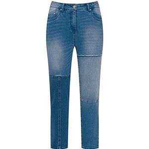 Ulla Popken Dames denim met patch jeans, Denim Blauw, 50