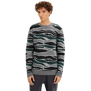 TOM TAILOR Denim Uomini Gebreide trui met patroon 1033765, 30867 - Green Black Marble Jacquard, S