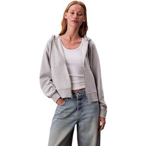 Calvin Klein Jeans vrouwen ARCHIEF LOGO FRANSE TERRY FZ HOO LV047B237G sweatshirts, grijs (geschiedenis grijs heather), XXS, Grijs (History Grey Heather), XXS