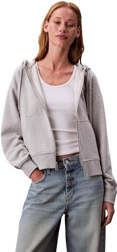 Calvin Klein Jeans vrouwen ARCHIEF LOGO FRANSE TERRY FZ HOO LV047B237G sweatshirts, grijs (geschiedenis grijs heather), XXS, Grijs (History Grey Heather), XXS