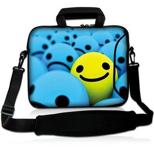 Pedea hoes met schouderriem voor 15.6 inch laptop - Yellow Smiley