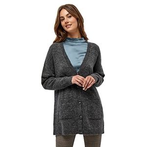 Minus Rosia Long Knit Cardigan Sweater voor dames, dark grey melange, M