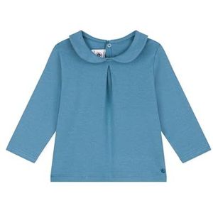 Petit Bateau Baby meisjes A095N blouse met lange mouwen, blauw polochon, 3 maanden, Blauwe polochon, 3 Maanden