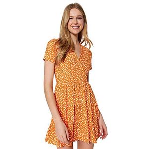Trendyol FeMan Mini Skater Regular fit gebreide jurk, oranje, S, Oranje, S