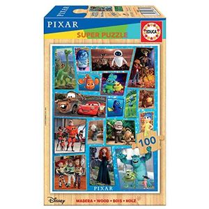 Educa 18881 Disney Pixar Wooden kinderpuzzel van hout, 100 stukjes, vanaf 6 jaar, ref.