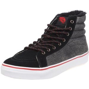 Vans Sk8-Hi Slim Sneakers voor volwassenen, uniseks, Zwart Schwarz Gebarsten Zwart Rood, 38 EU