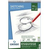 Canson A3 Sketch pad inclusief 50 vellen wit 100gsm patroon tekenpapier