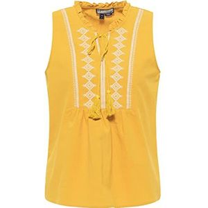 DreiMaster Vintage dames boline - geborduurde blouse top 37323927, mosterdgeel, L, mosterdgeel, L