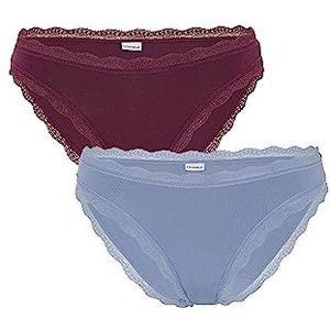 LOVABLE Cotton Panties Bi-Pack Slip (2 stuks), Bordeaux+blauw poeder, S