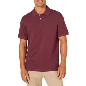 Amazon Essentials Men's Poloshirt van piqué-katoen met slanke pasvorm, Bordeauxrood, S