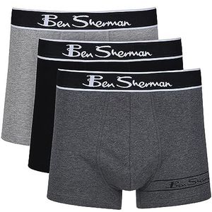 Ben Sherman Boxershorts voor heren in houtskool/grijs/zwart | Soft Touch katoenen boxershorts met elastische tailleband | comfortabel en ademend ondergoed - multipack van 3, Houtskool/Grijs/Zwart, M