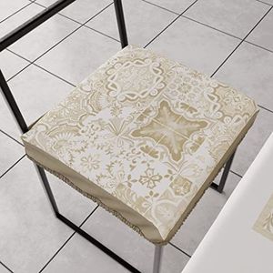 PETTI Artigiani Italiani - Zitkussen voor keukenstoel met elastiek, 6 stuks, stoelhoezen van microvezel met elastiek, stoelkussen met veer, design Vietri taupe, 100% Made in Italy