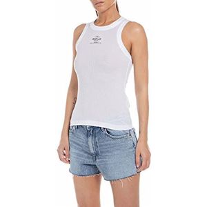 Replay Dames W3792 shirt met bandjes/Cami Shirt Westers, 001, wit, M